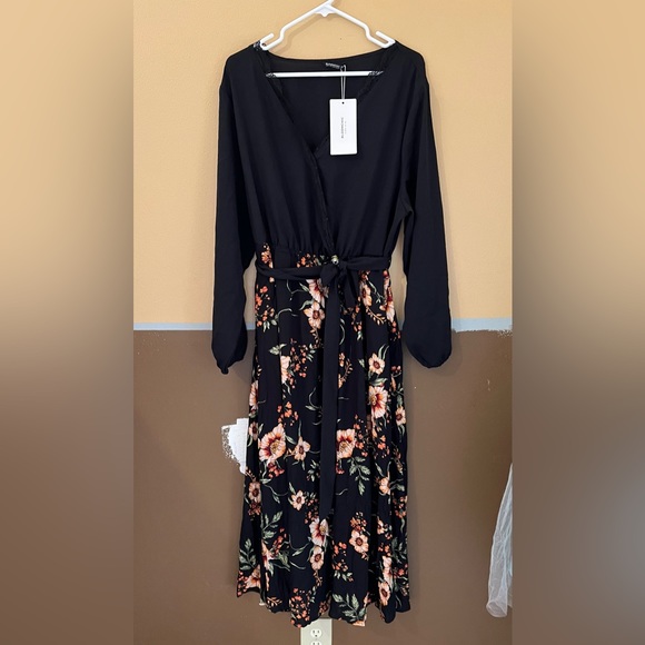 It’s time for fall dresses! Long sleeved black top/attached fall colored skirt. - Picture 1 of 11